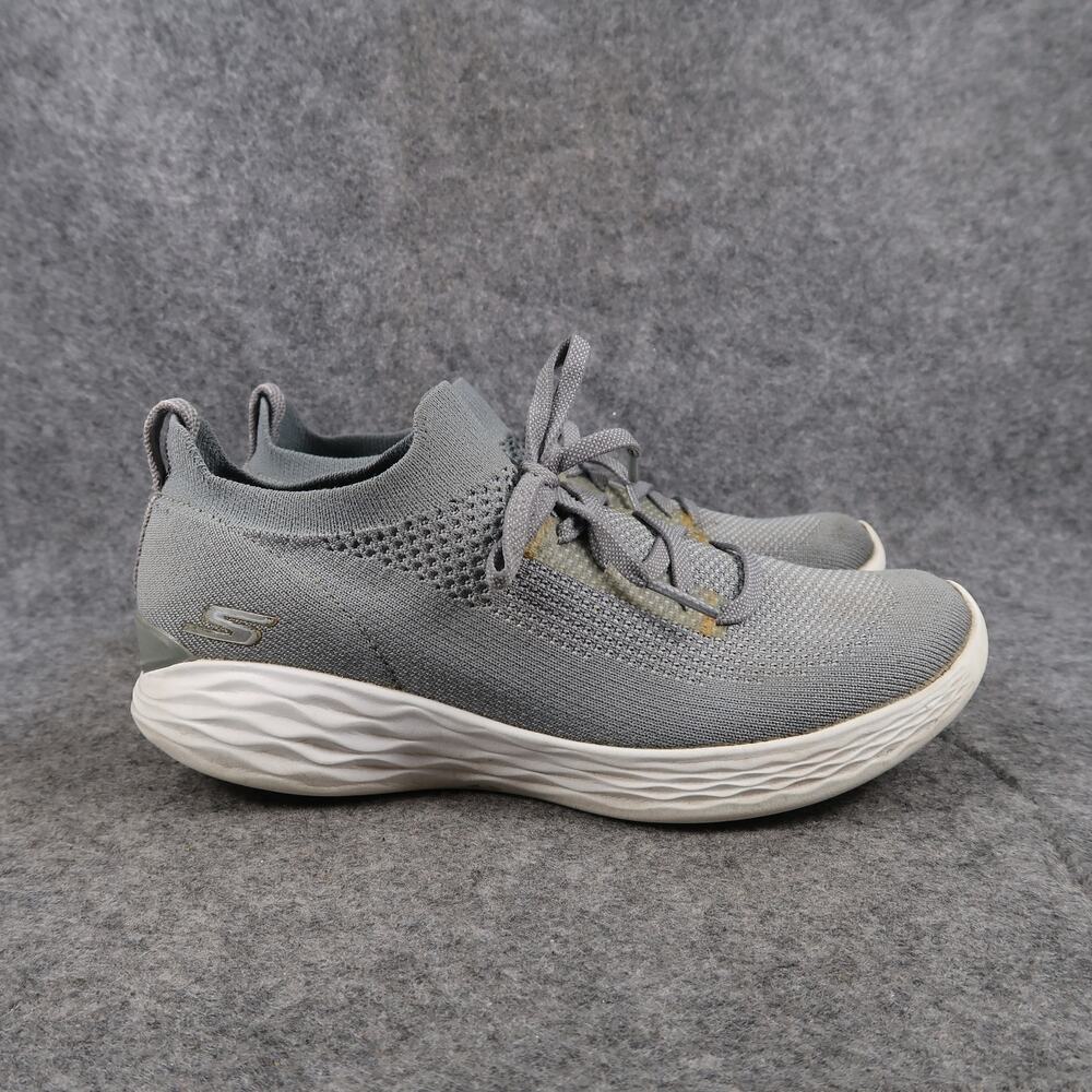 Skechers Shoes Womens 6 Casual Knit Sneaker Active Comfort Gray Slip On You Walk